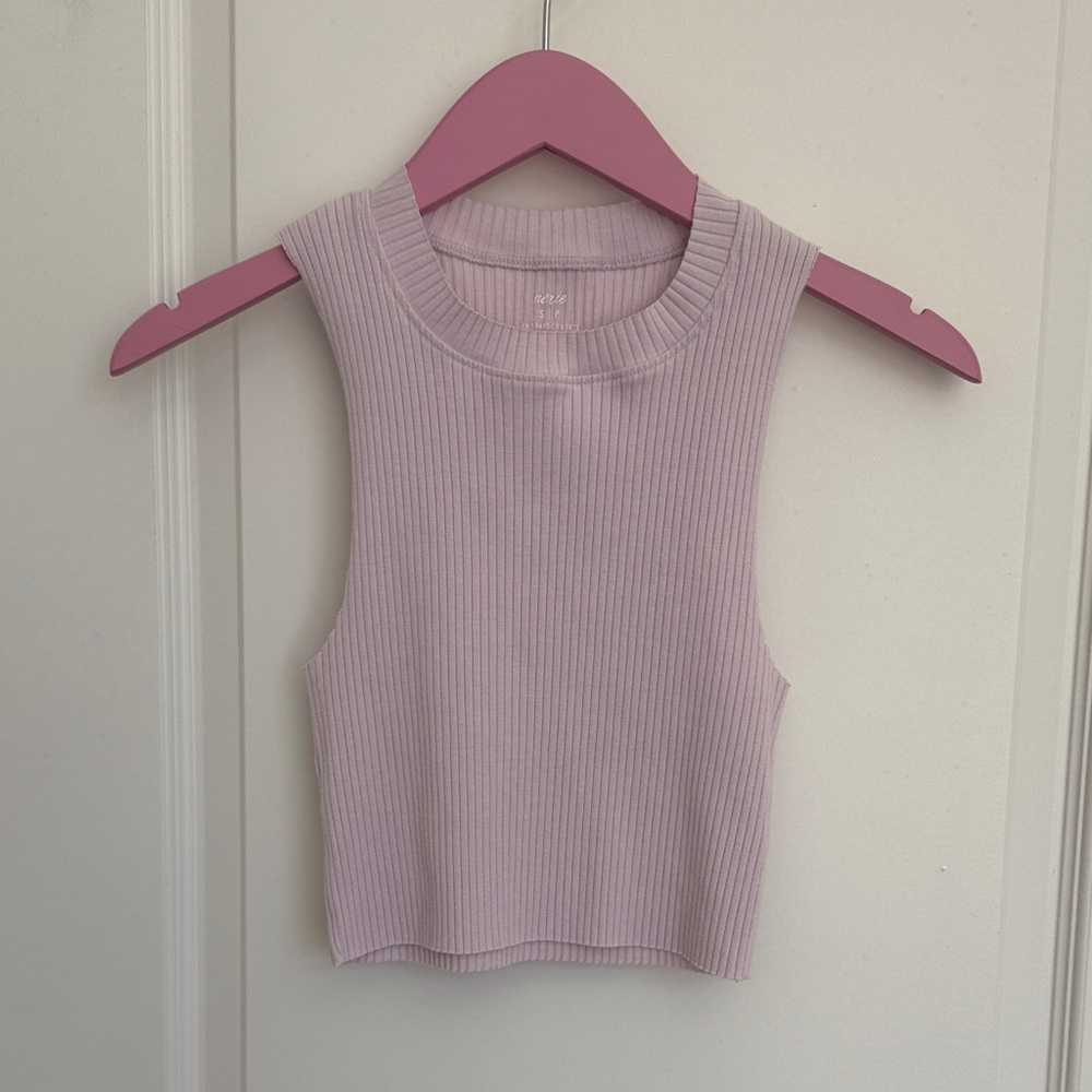 Aerie Lavender Ribbed Knit Tank Top